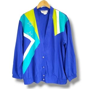 Vintage City Girl Blue Windbreaker Cardigan Size 12